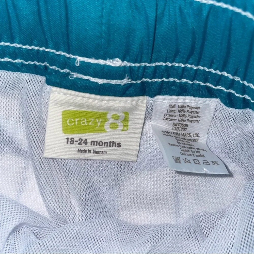 Crazy 8 Baby Boys Swim Trunks 18–24 Months White Geometric Squares Mesh Lined